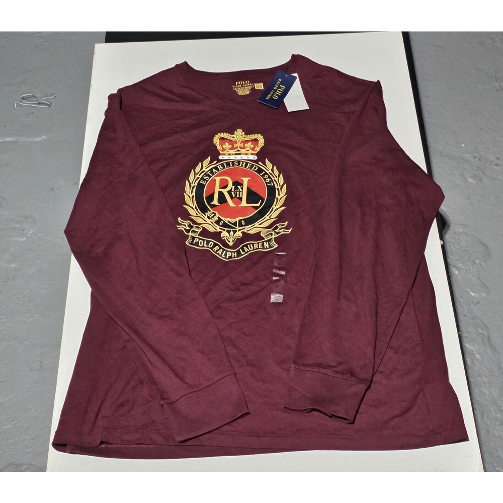 Polo Ralph Lauren Men’s Custom Slim Fit RL Crest Logo T-Shirt Tee BURGA  Size XL